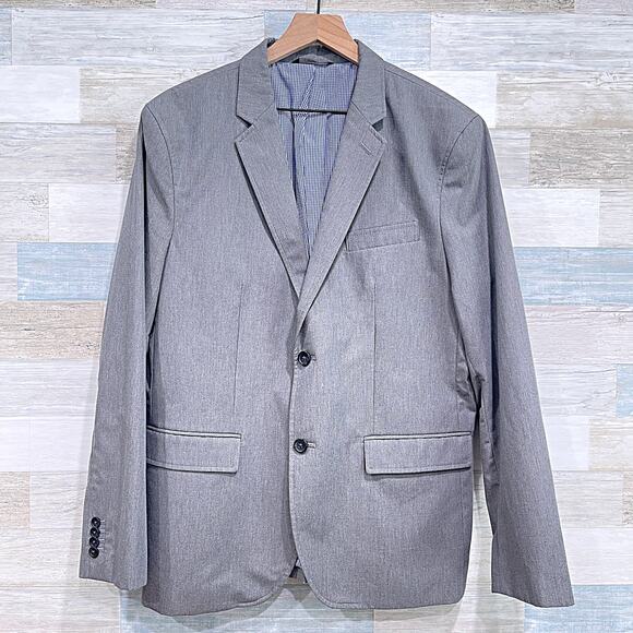 Banana Republic Tailored Fit Summer Sport Coat Gray Non Iron Cotton Mens 44R - Picture 1 of 7